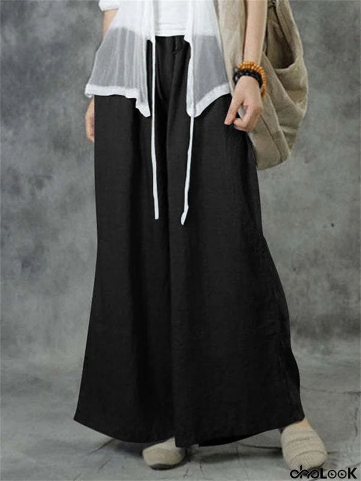 Spring Summer Relaxed Wide Leg Trousers for Ladies