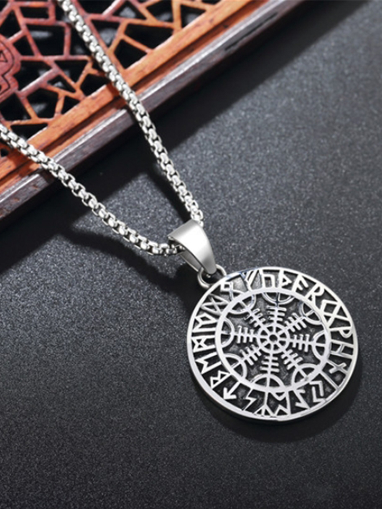 Comstylish Personalized Retro Nordic Viking Men'S Round Pendant