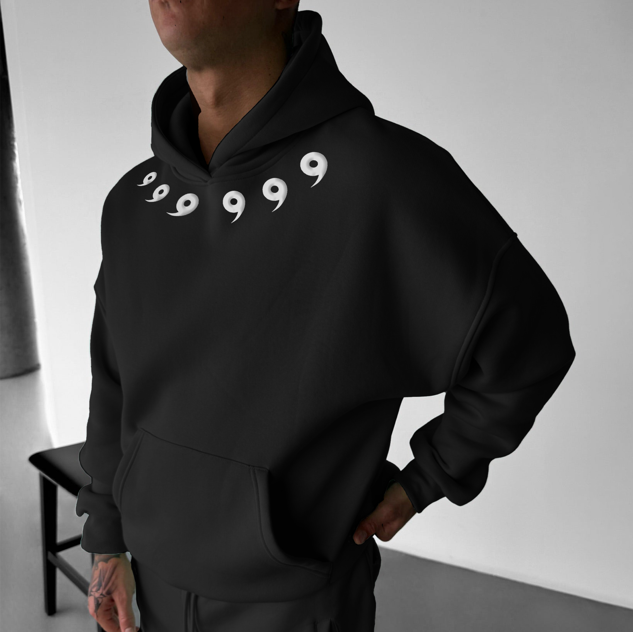 Unisex Oversized Embroidered Puff Print Hoodie