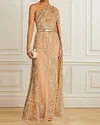 Embellished One-Shoulder Gown