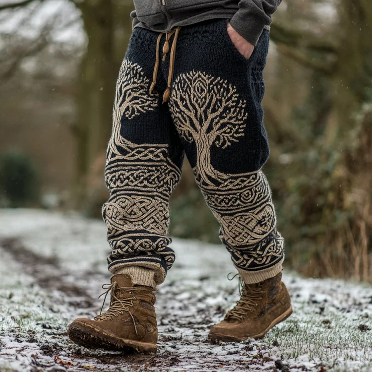 Men's Viking Tribal Celtic Tree Art Cozy Knit Pants