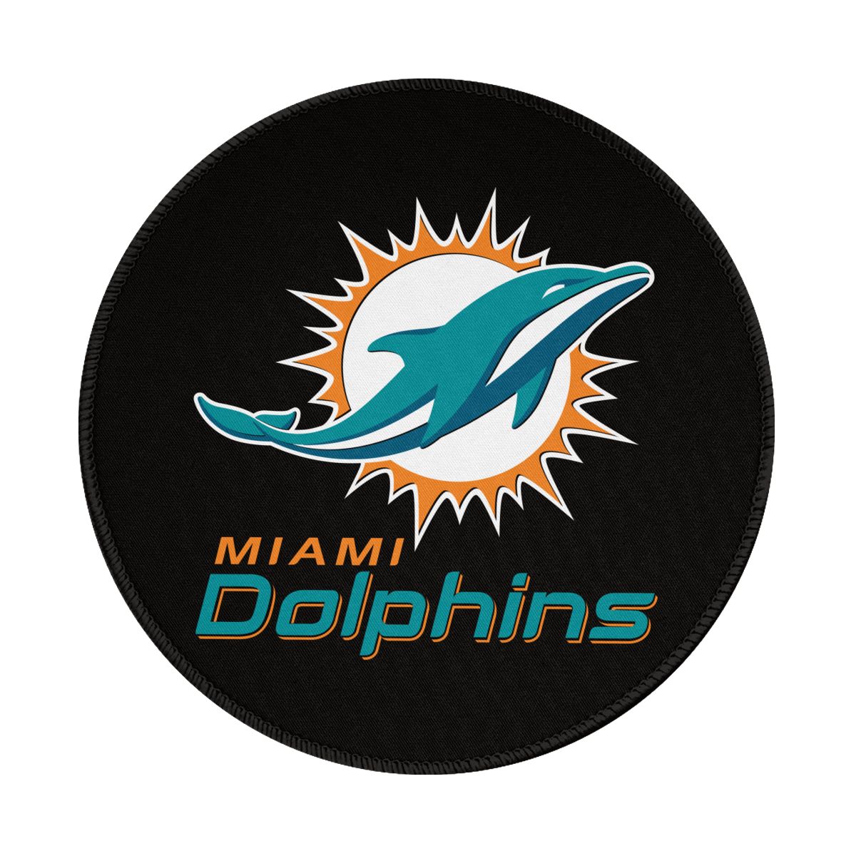 Miami Dolphins Logo Waterproof Round Mouse Pad for Wireless Mouse