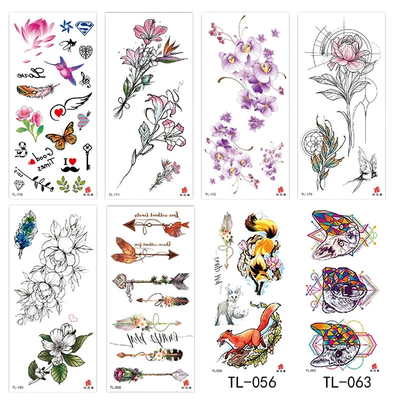 Flower animal totem romantic beautiful bird fragrance waterproof lasting men and women personality temporary tattoo stickers