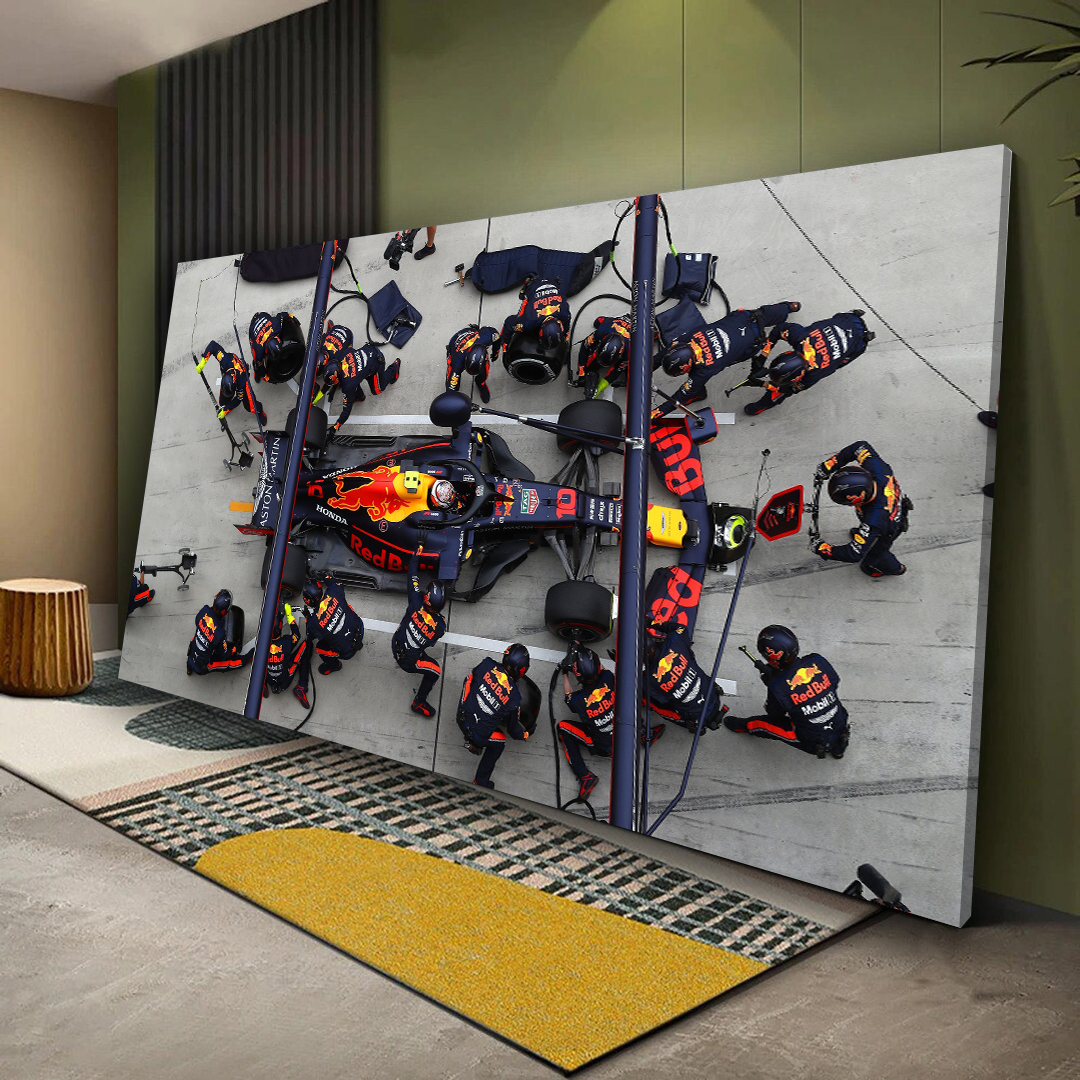 F1 Red Bull Pit Stop Canvas Print Art
