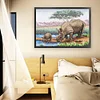 >SALE<Full Embroidery Eco-cotton Thread 11CT Printed Rhinoceros Cross Stitch 70x55cm