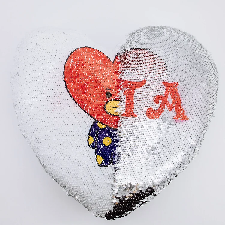 BT21 X Heart Sequins Pillow