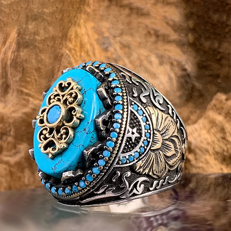 Olivenorma "Strength And Pride" Vintage Men's Turquoise ring