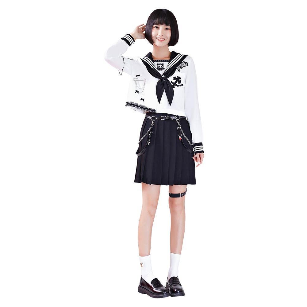 Harajuku Mädchen JK Uniform langarm JK Uniform für Mädchen Studentin Matrosenanzug