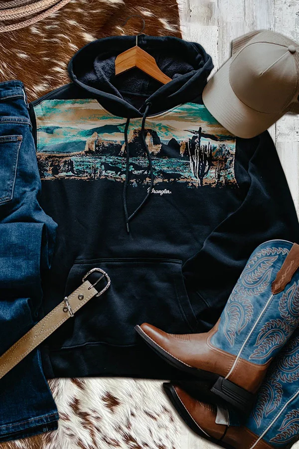Western Desert Landscape Print Hoodie