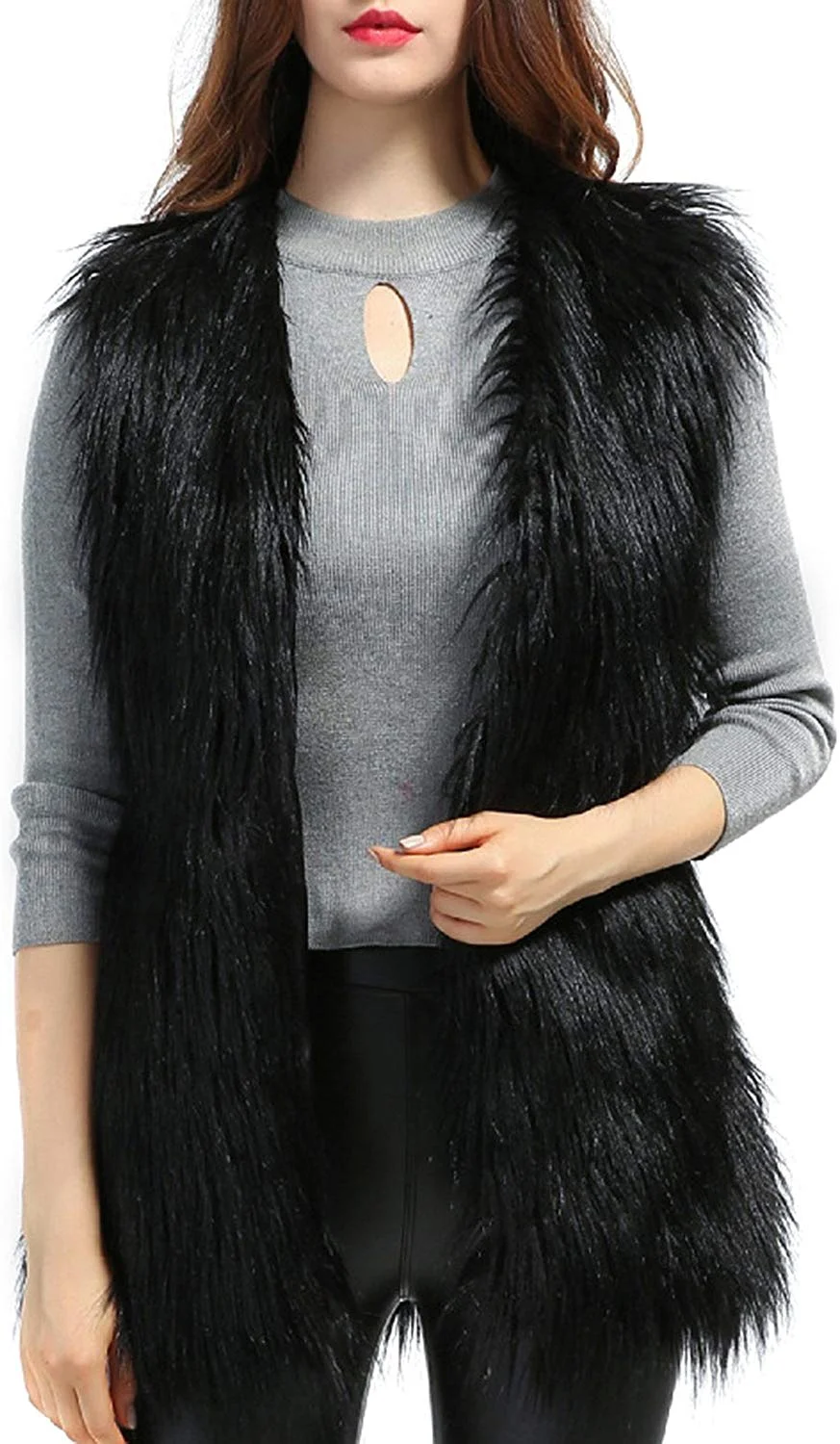 Women's Faux fur Waistcoat Vests Sleeveless Jacket Outerwear
