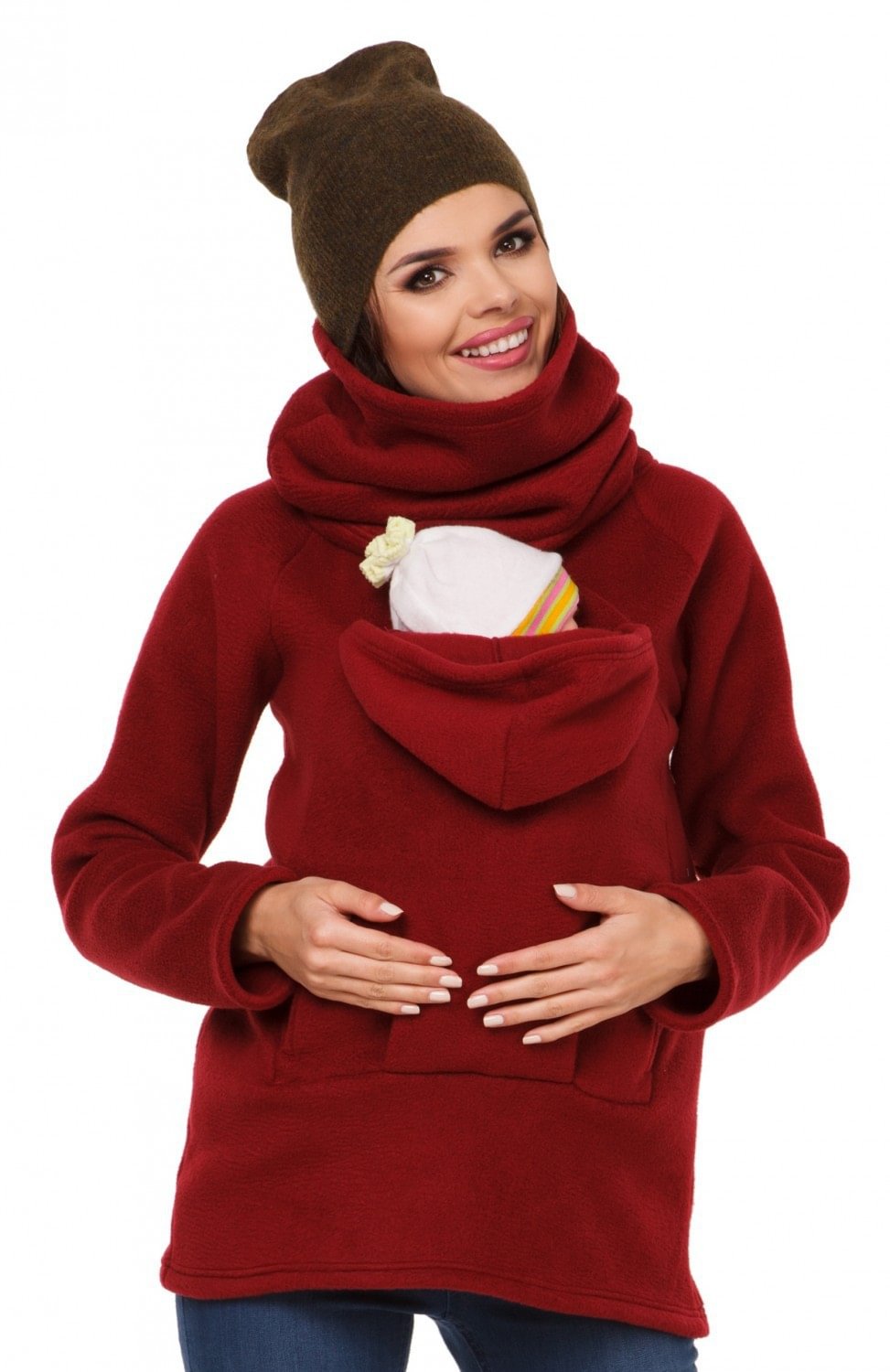 Women's Multi-functional Kangaroo Sweater Outer Coat Suit Pouch