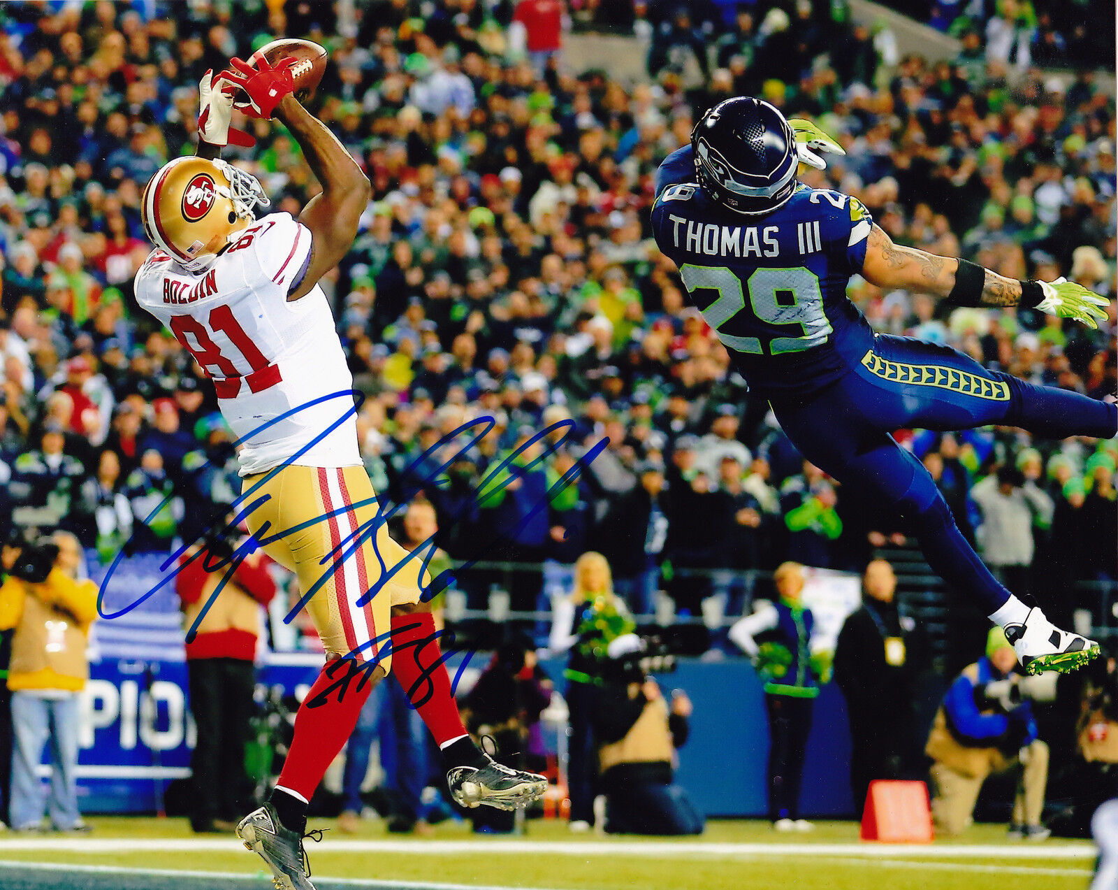 ANQUAN BOLDIN SAN FRANCISCO 49ERS ACTION SIGNED 8x10