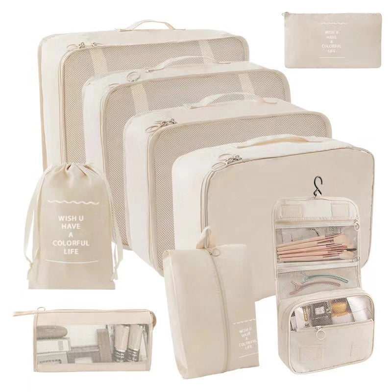 Travel Storage Bag Nine-piece Set Digital Wash Bag Cosmetics Storage Bag Clothing Multi-functional Luggage Travel Bag