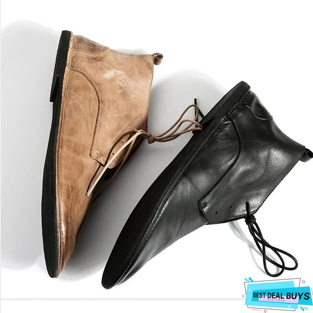Men's Casual Soft Leather Lace Up Handcrafted Boots