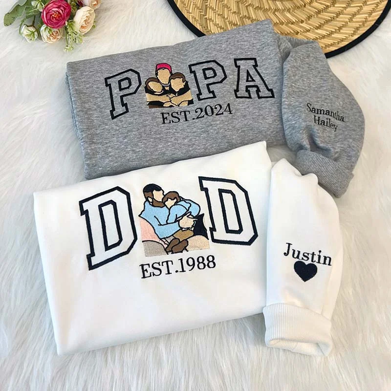 Embroidered Father and Son/Daughter Sweatshirt-Father's Day Gift 