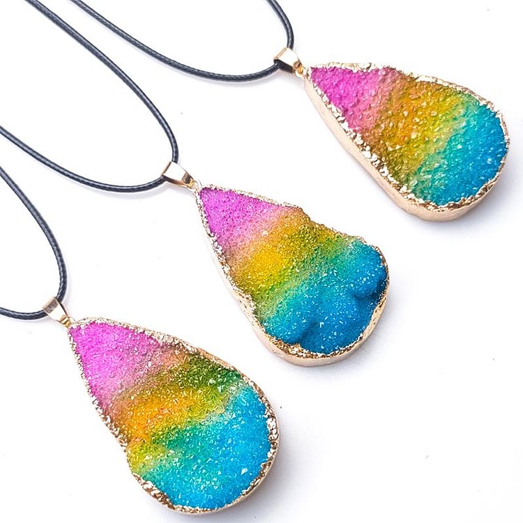 Colored Crystal Droplets Necklace