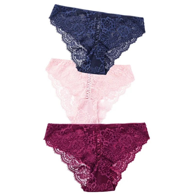 3pcs Sexy Lace Panty Women Briefs Panties Women Low Waist Lingerie Underwear Female Sexy Iminates L XL XXL Underpant 8 Colors