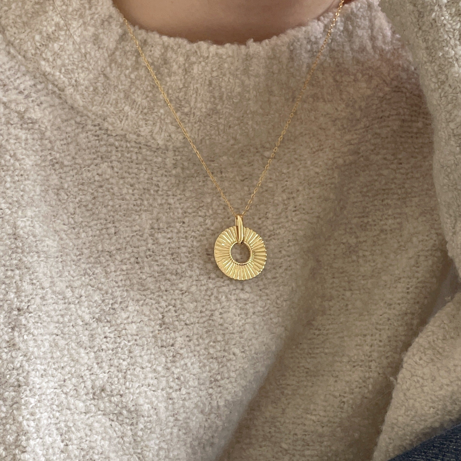 925 Sterling Silver IG Style Round Geometric Silver Necklaces