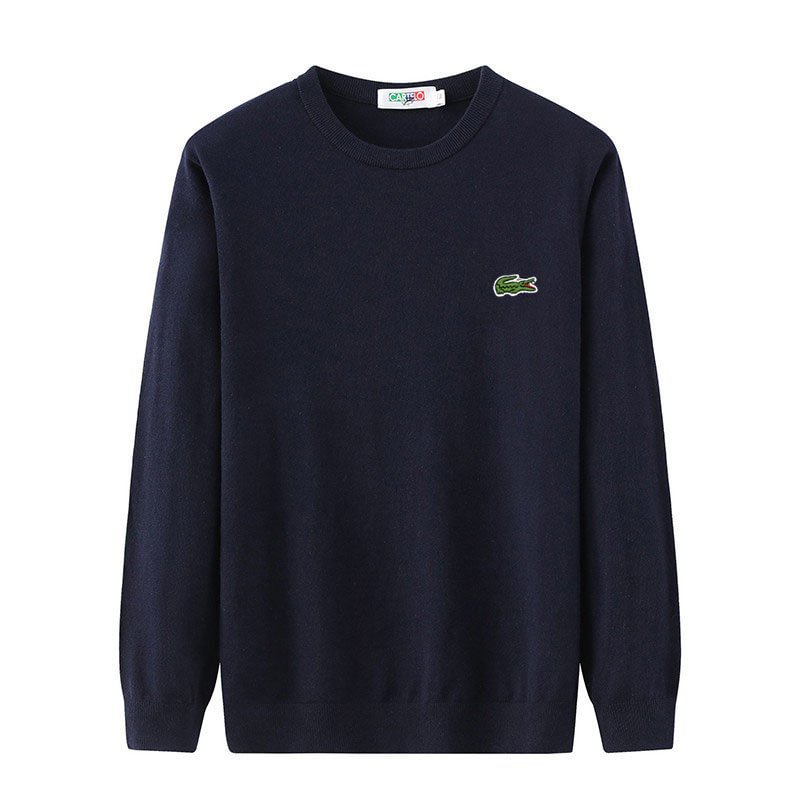 Men's round neck solid color wool sweater