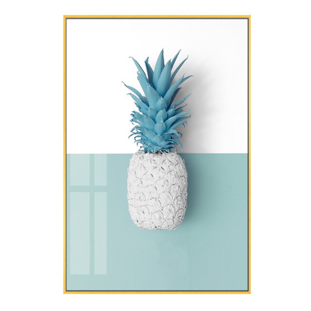 5 kinds of single spell plant posters modern mint green pineapple prints Nordic wall art canvas living room home decoration