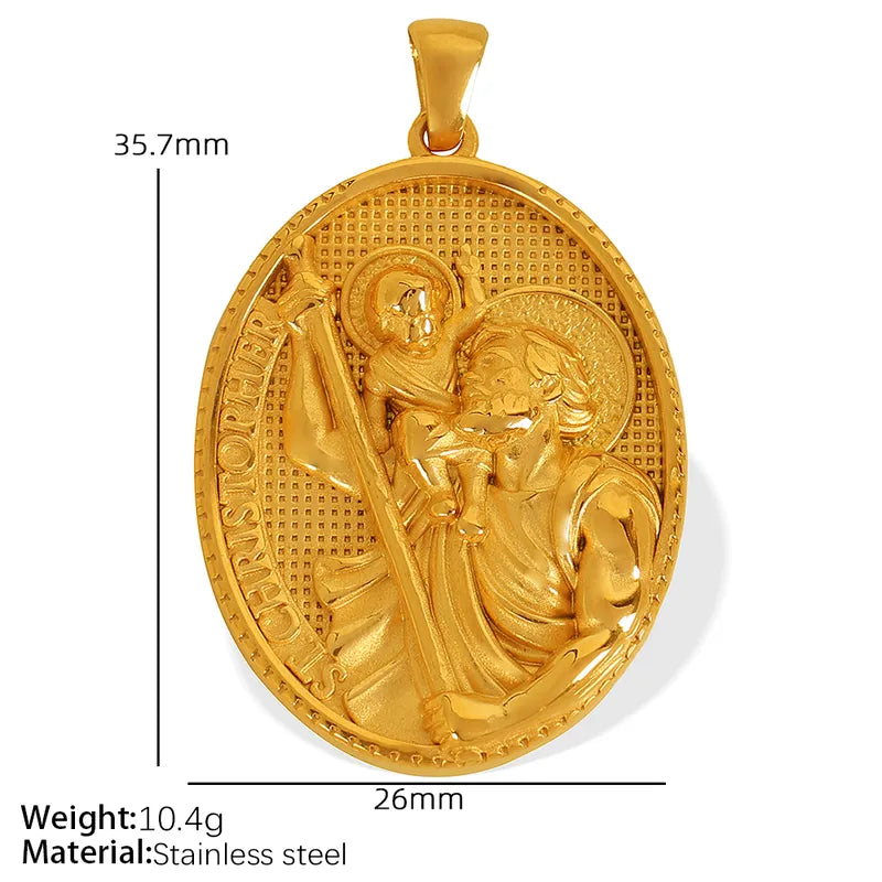 1 Piece 26*35.7mm 34*36.8mm 304 Stainless Steel 18K Gold Plated Virgin Mary Oval Solid Color Pendant Jewelry Accessories