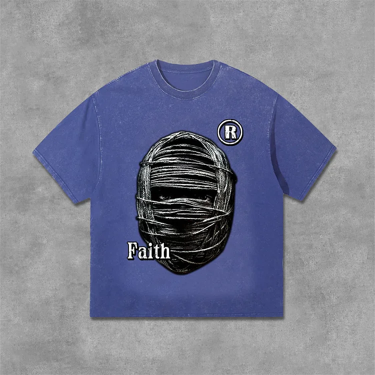 Mummy Faith Vintage Graphic Print Acid Washed T-Shirt SOPULA