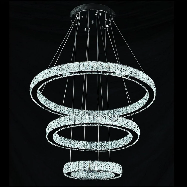 Geometrical Design Circle Chandelier Metal Crystal Ceiling Light - Appledas