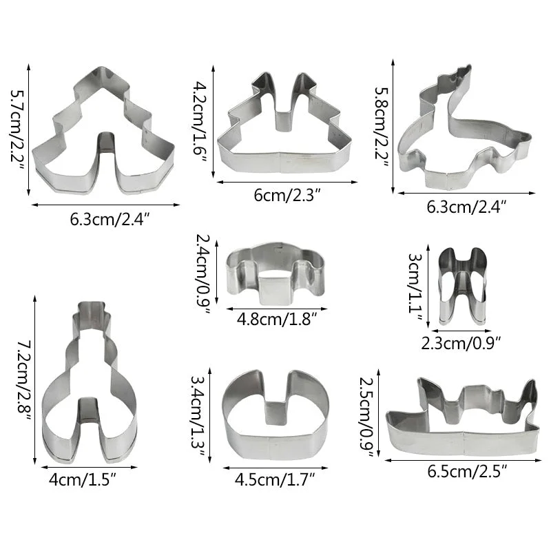 8pcs 3D Christmas Cookie Cutter Stainless Steel Cut Candy Biscuit Mold Cooking Tools DIY Christmas Decorations For Home New Year