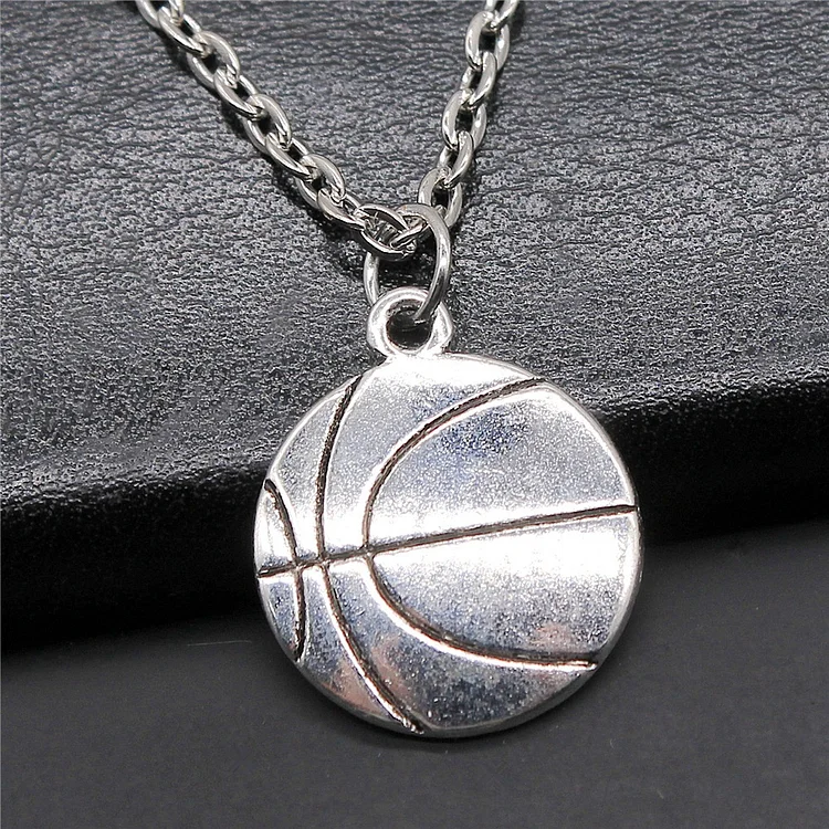 Basketball Pendant Silver Necklace Sports Jewelry