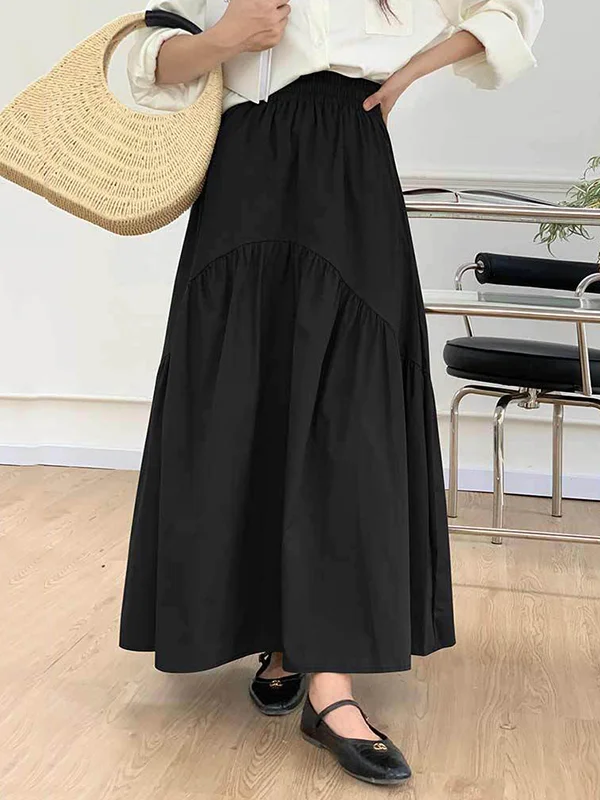Loose Pleated Split-Joint Skirts Bottoms