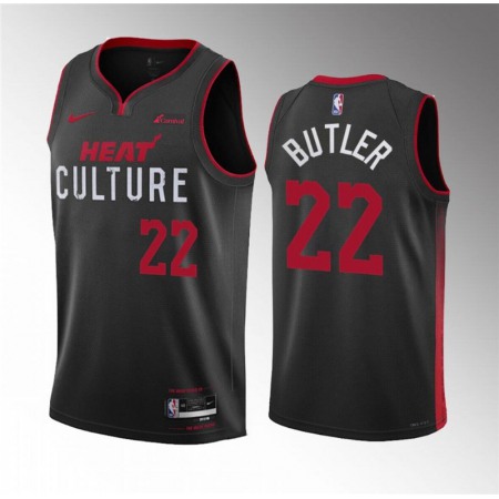 Youth Miami Heat #22 Jimmy Butler Black 2023/24 City Edition Stitched Jersey XUV0