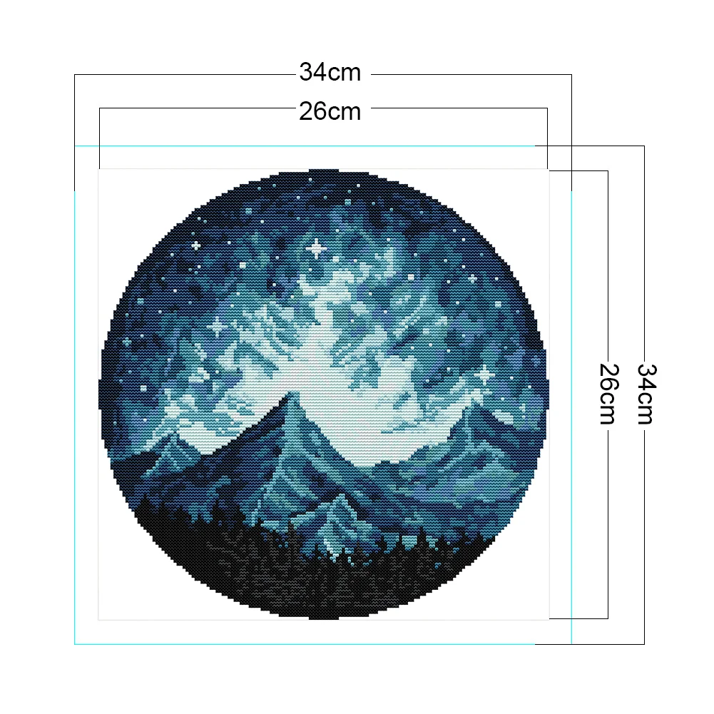14CT Partial Printed Cross Stitch - Mountain(34*34cm)