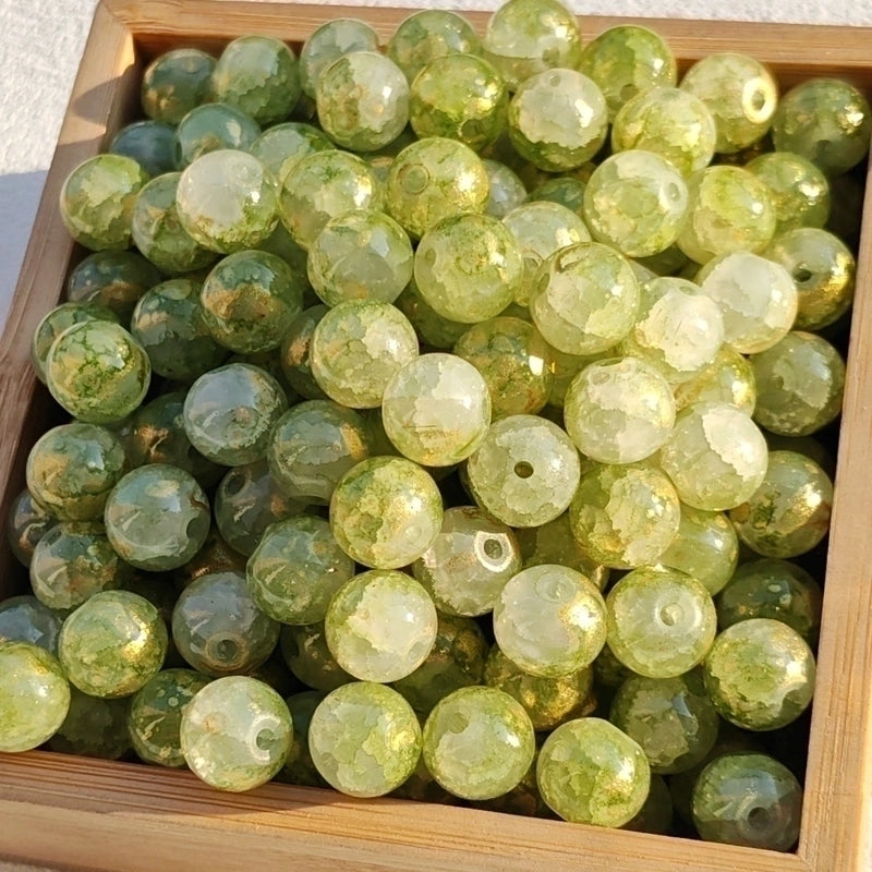 New 8/10mm Water Dyed Protein Jade Broken New Chinese Style Gold Sprinkling Glass Bead DIY Bracelet Ornament Straight Hole Beads Loose Beads