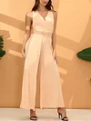 Solid Color Backless Lace-Up Jumpsuit
