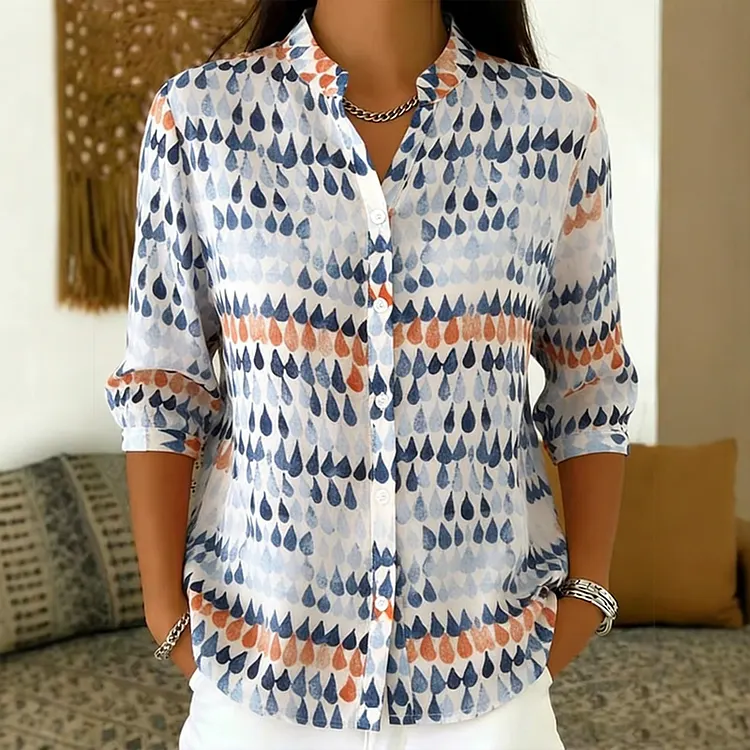 Women's Elegant Pattern Cotton-linen Shirt