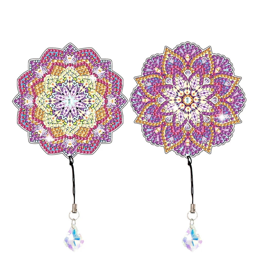 2Pcs 5D DIY Colorful Mandala Special Shape Diamond Painting Bookmark for Reading Day Gift