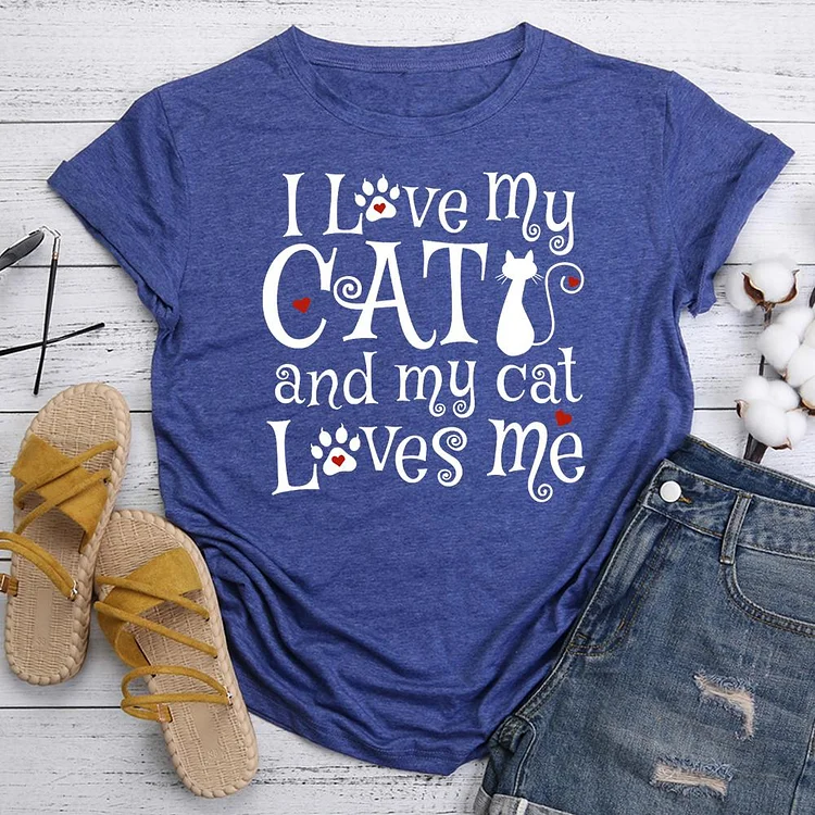I Love My Cat and My Cat Loves Me T-shirt Tee -05754-Annaletters
