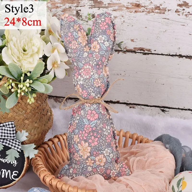 Easter Rabbit Pink Yellow Ornament Cute Cloth Bunny Doll for Spring Easter Home Party Decoration Kids Gift DIY Crafts Supplies