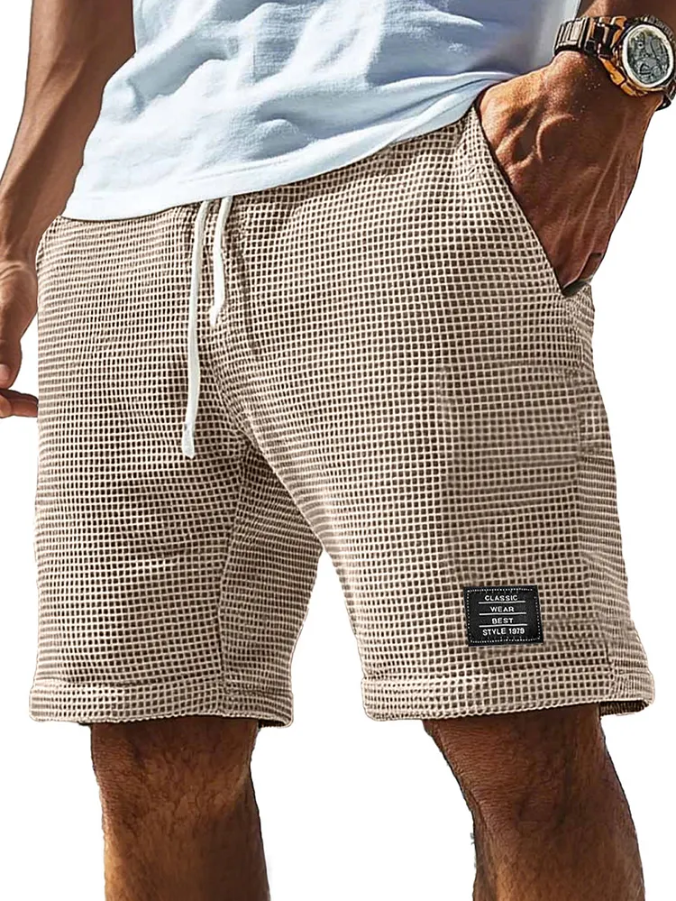 Men's Everyday Corduroy Waffle Embroidered Logo Casual Shorts-Customized products