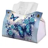 Blue Butterfly DIY PULeather Diamond Painting Tissue Box for Adults Beginners Gem Art Painting Napkin Holder for Living Room Bedroom Bathroom Table Decor