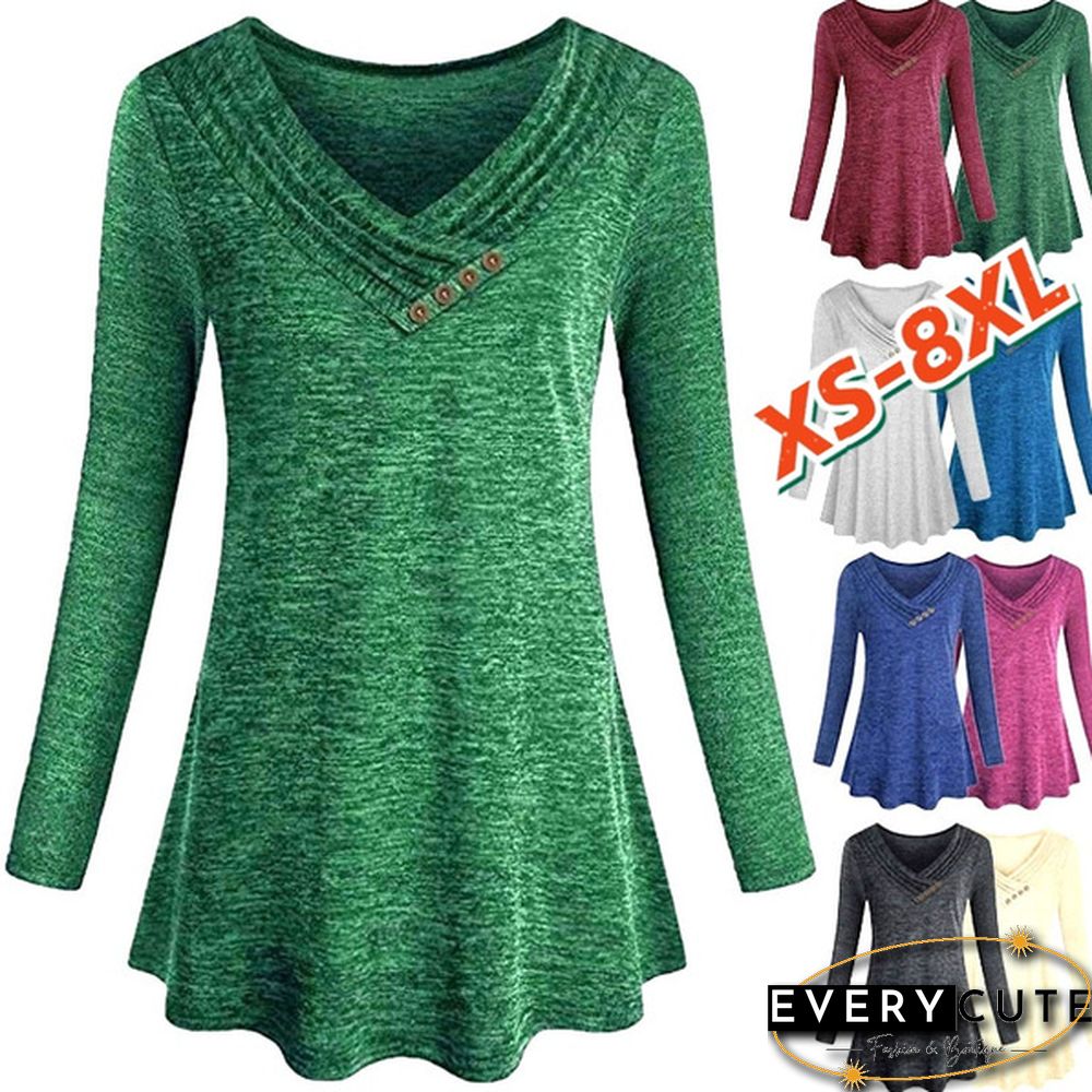 XS-8XL Plus Size Fashion Autumn and Winter Clothes Womens Casual Loose Tops Button