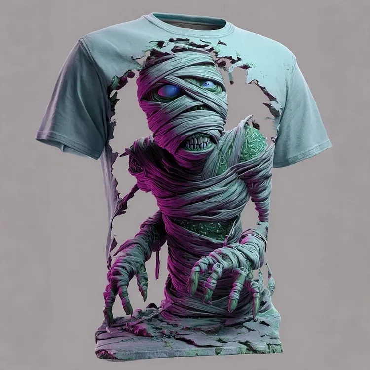 Men's Halloween Optical Dislocation 3d Print T-shirt