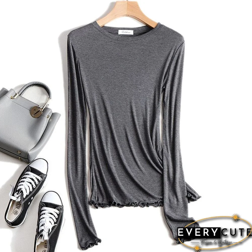 Christmas Gift Slim Sexy Thin T-shirt See Through High Elasticity T Shirt Women Long Sleeve Tshirt Summer Tops Korean Fashion Clothing To