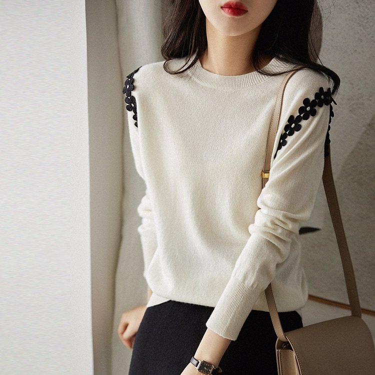 Shift Long Sleeve Knitted Sweet Shirts & Tops