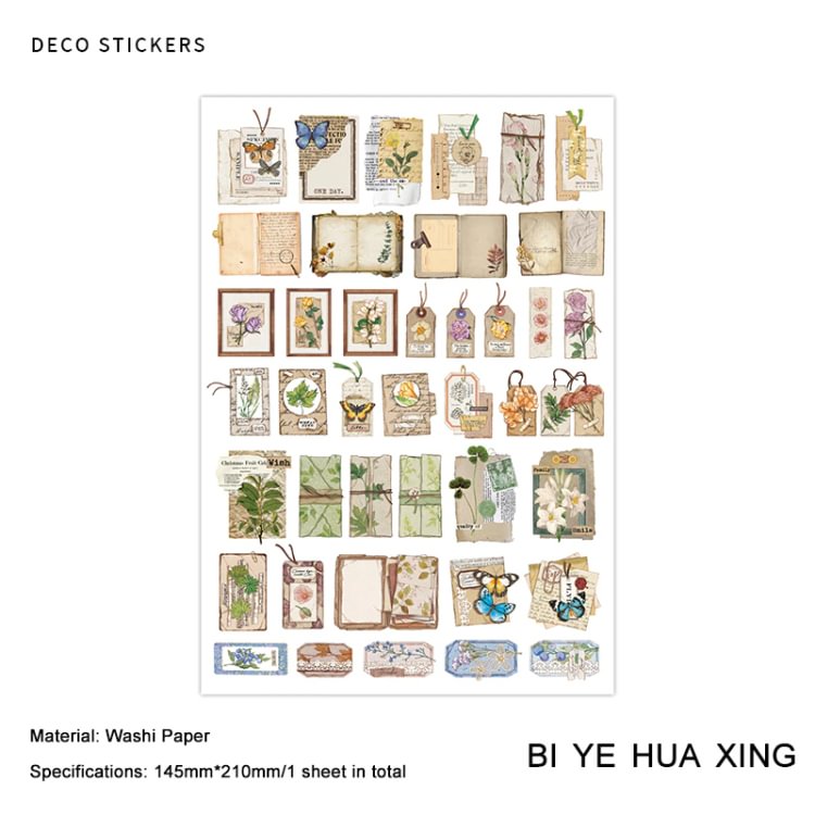JOURNALSAY 1Sheets Vintage Art Washi Sticker DIY Journal Material Collage Decoration