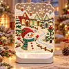 DIY Diamond Art LED Night Light &ndash; Light-Up Table Decor, Double-Sided Printed DIY Crystal Pearl Painting Decoration for Holiday & Gifts(Street Snowman)