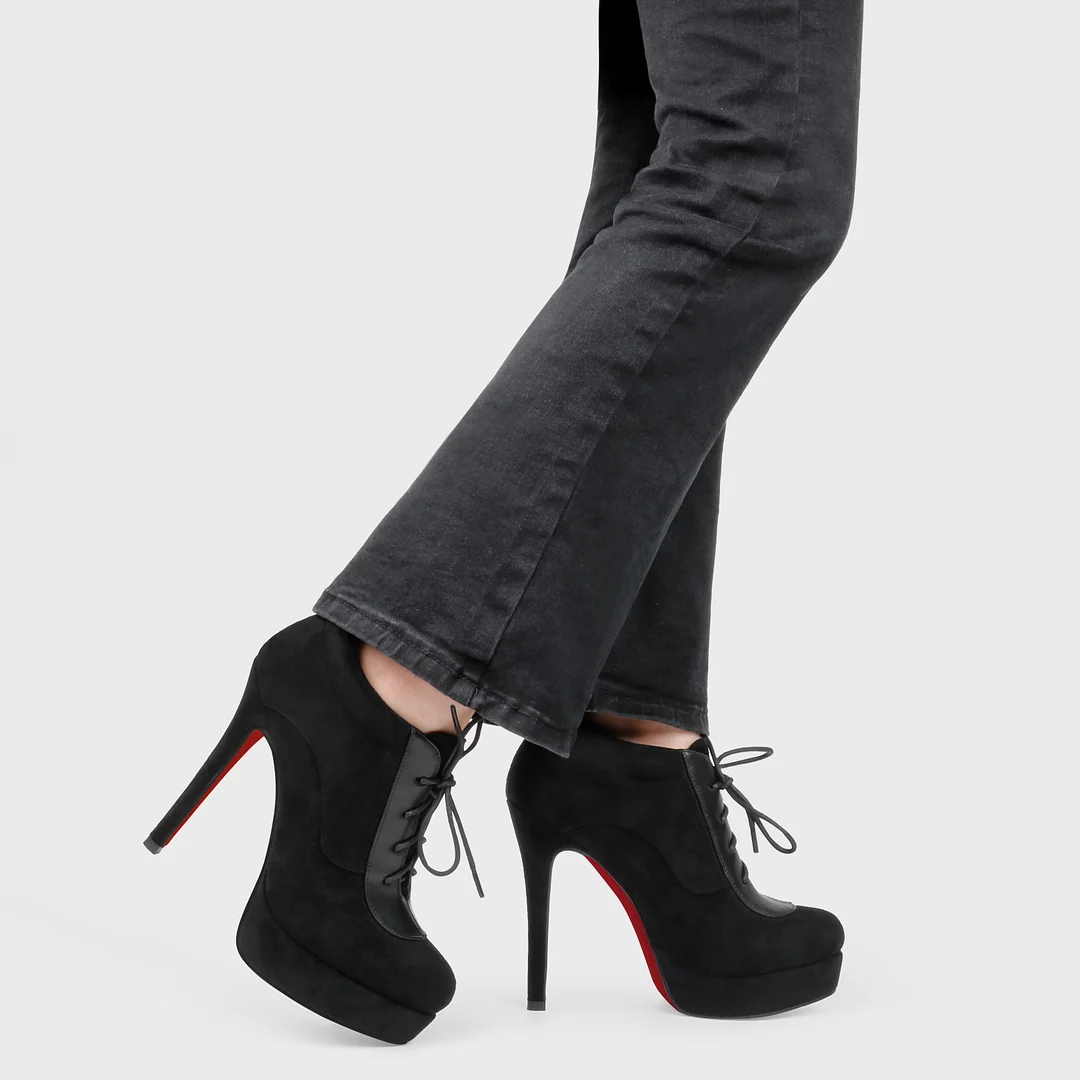 130mm Women's Ankle Boots High Heels Platforms Shoes Red Bottom Pointy Toe Sexy Boots-MERUMOTE