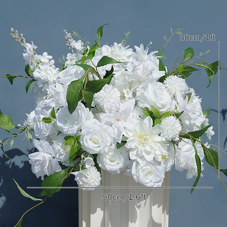 A8236 White Rose Centerpieces Wedding Backdrop Horn Arch Decor Arrangement Floral