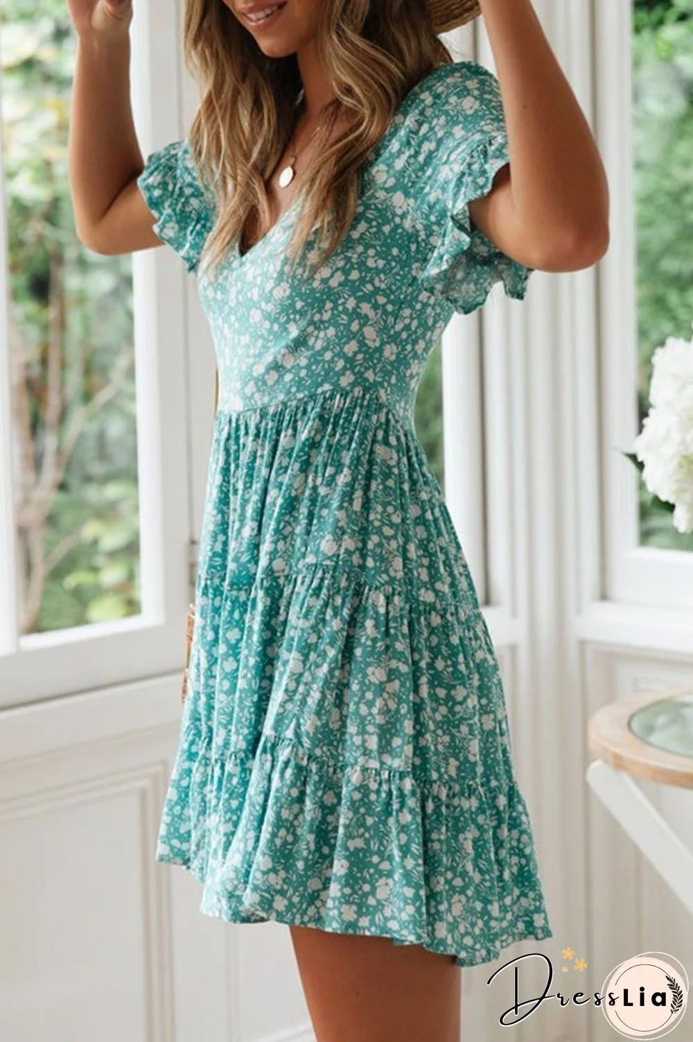 KarliDress Floral Printed Mini A Line Dress P12536