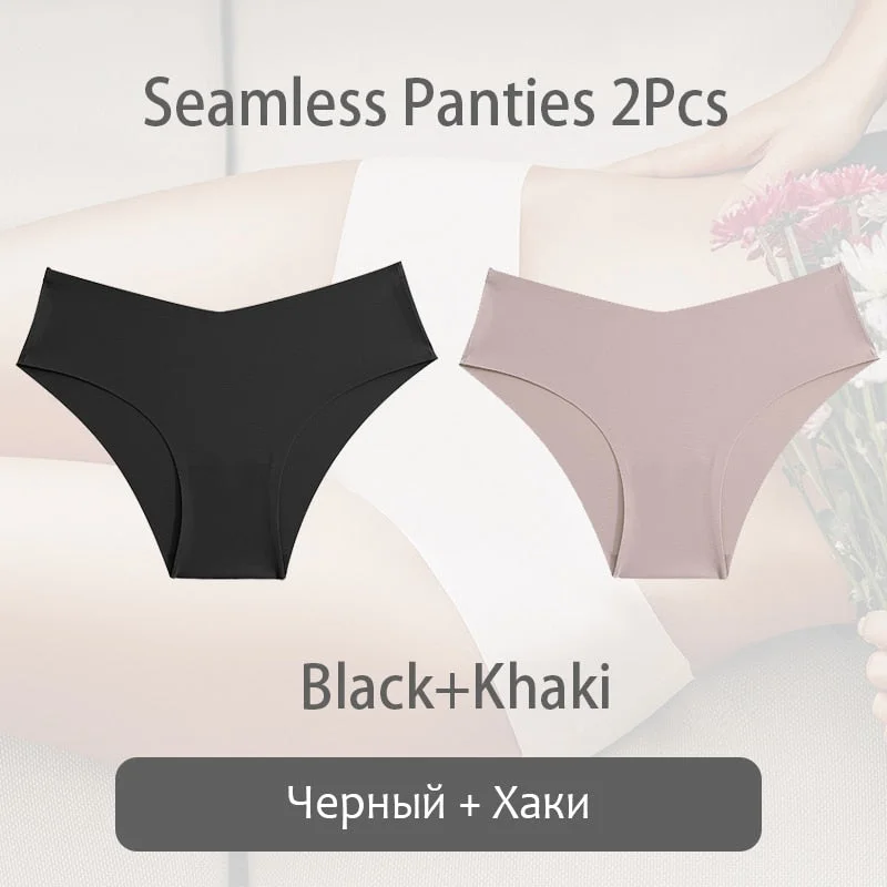 FINETOO 1/2Pcs Seamless Panties Women Sexy V Waist Briefs M-2XL Plus Size Underwear Comfortable Ladies Underpants Lingerie 2021